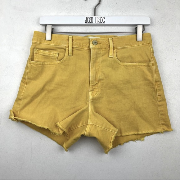 FRAME Le Brigette Cloud Denim Shorts in Citrine